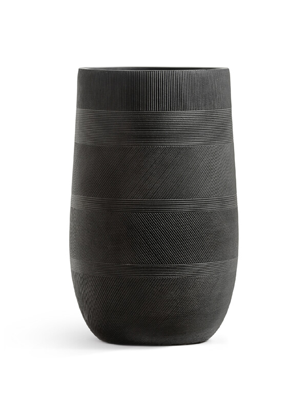 Кашпо TREEZ ERGO Graphics Высокая округлая чаша Чёрный графит в-75 см, д-47 см 41.1020-0045-BLW-75