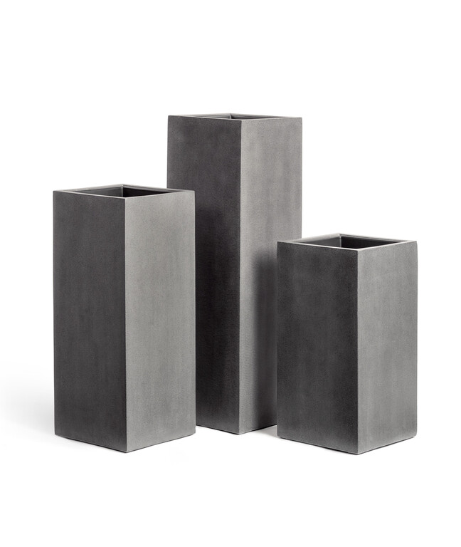 Кашпо TREEZ Effectory Beton Высокий куб Тёмно-серый бетон в-75 см, 31х31 см 1/1 41.3317-02-010-GR-75