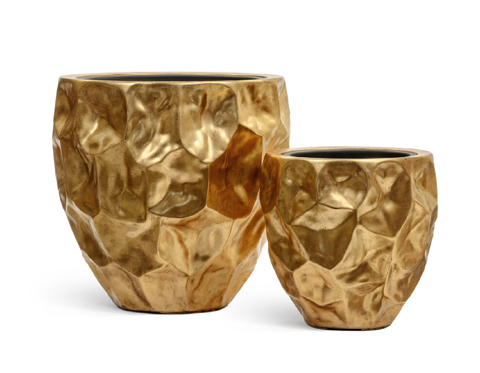 Кашпо TREEZ Effectory Metal Округлая чаша Design Crumple Сусальное золото в-55, д-55 см 41.33-07-22-082-GLD-55