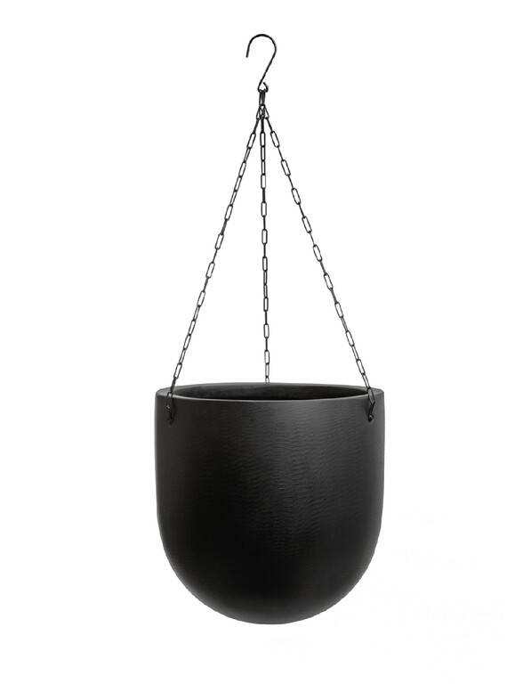 Кашпо TREEZ Effectory Black Stone Чаша большая подвесная Антрацит в-28 см, д-27 см 2/2 41.33-12-22-078-BLCK-27